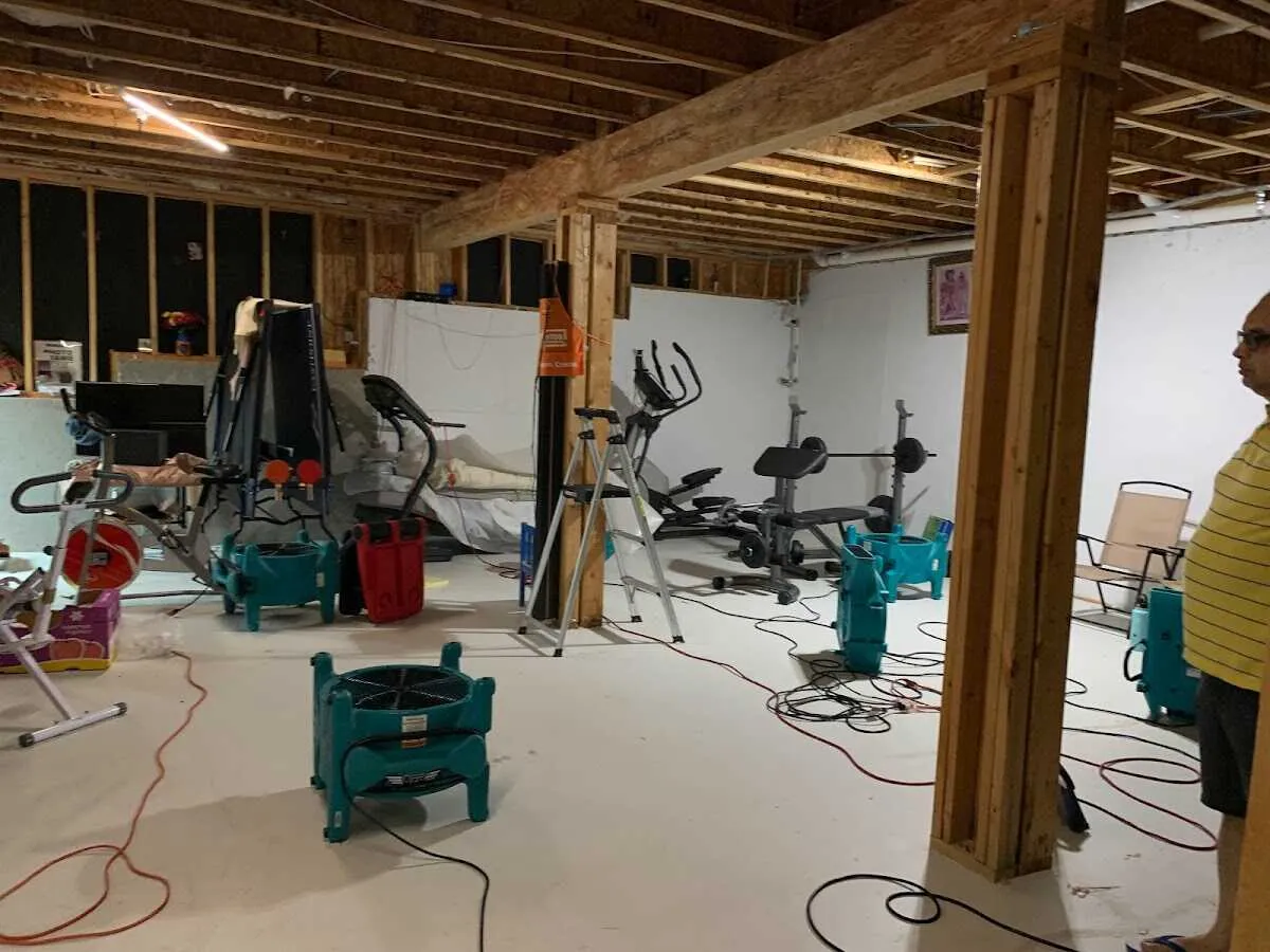 Basement drying equipment setup for Structural Drying in Oceanport