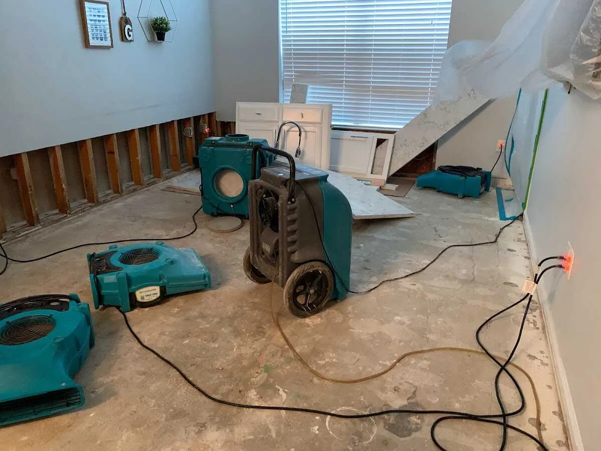 Dehumidifier in flood-cut room for Water Damage Restoration in Oceanport